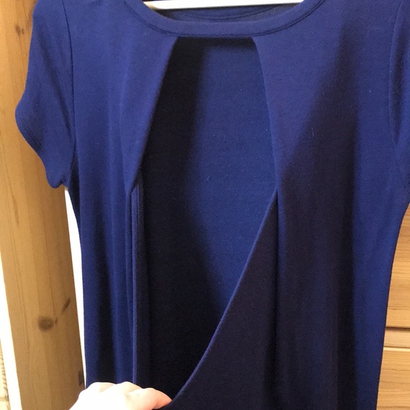 Lulus Jersey Knit Navy Cut Out Back T Shirt Dress Size Large - Picture 9 of 9